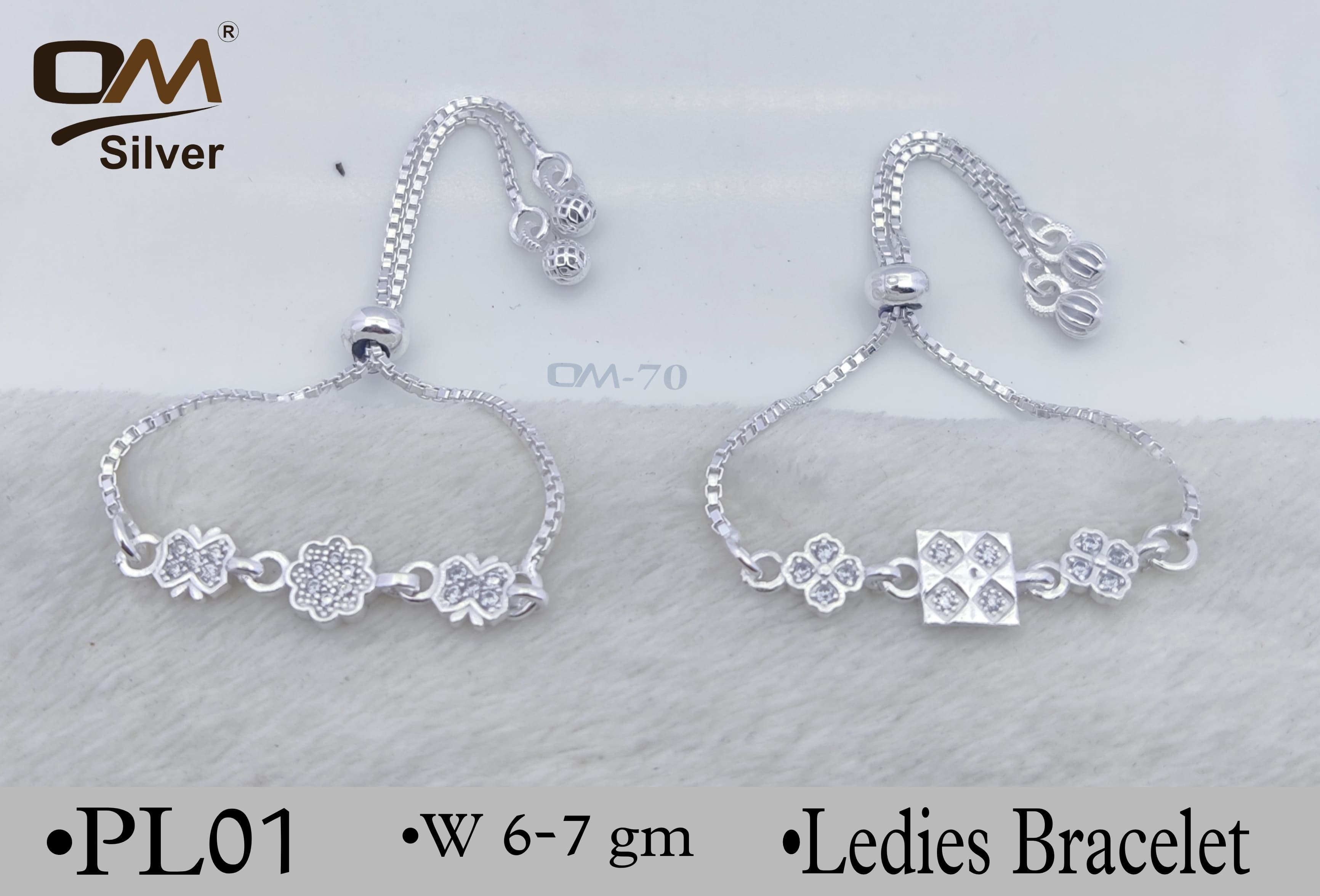 Silver Adjustable casting Bracelet