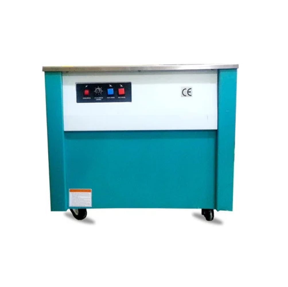 Box Strapping Machine - Stainless Steel, 895mm X 730mm X 565mm , Sky Blue, Semi-automatic, 2.0sec/strap, Highly Efficient, Less Power Consumable