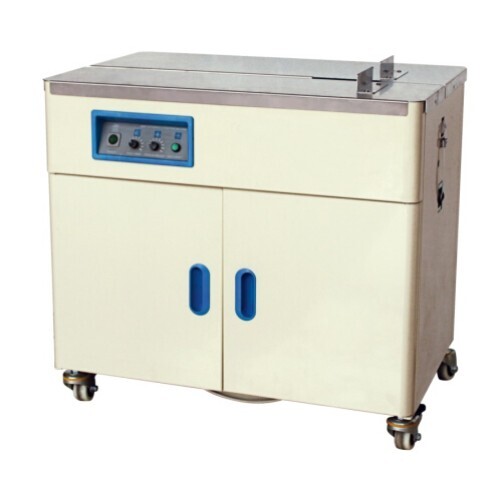 Box Strapping Machine - Stainless Steel, 895mm X 730mm X 565mm , Sky Blue, Semi-automatic, 2.0sec/strap, Highly Efficient, Less Power Consumable
