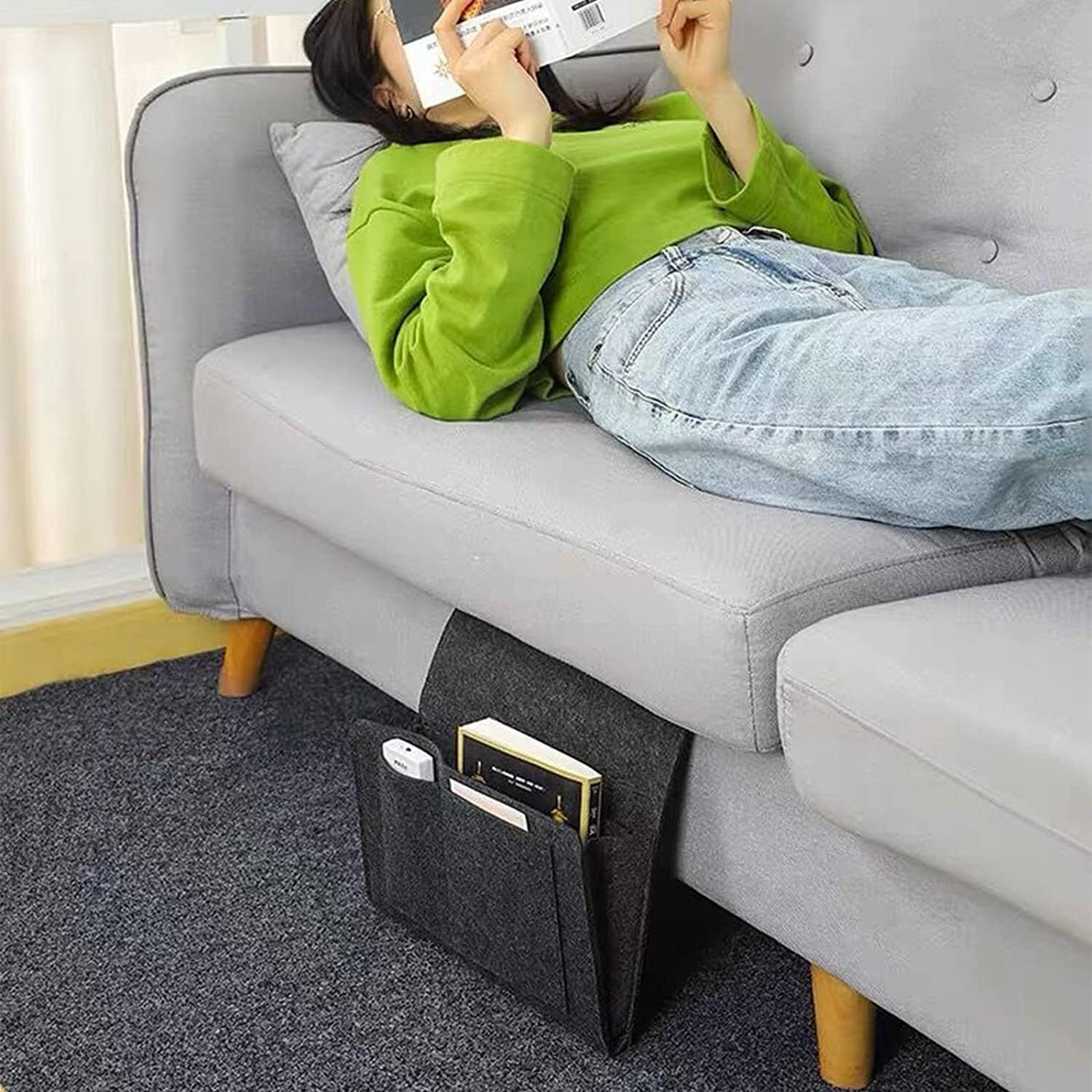 Flat Bedside Caddy, Bed Side Pocket Storage Organizer Bage