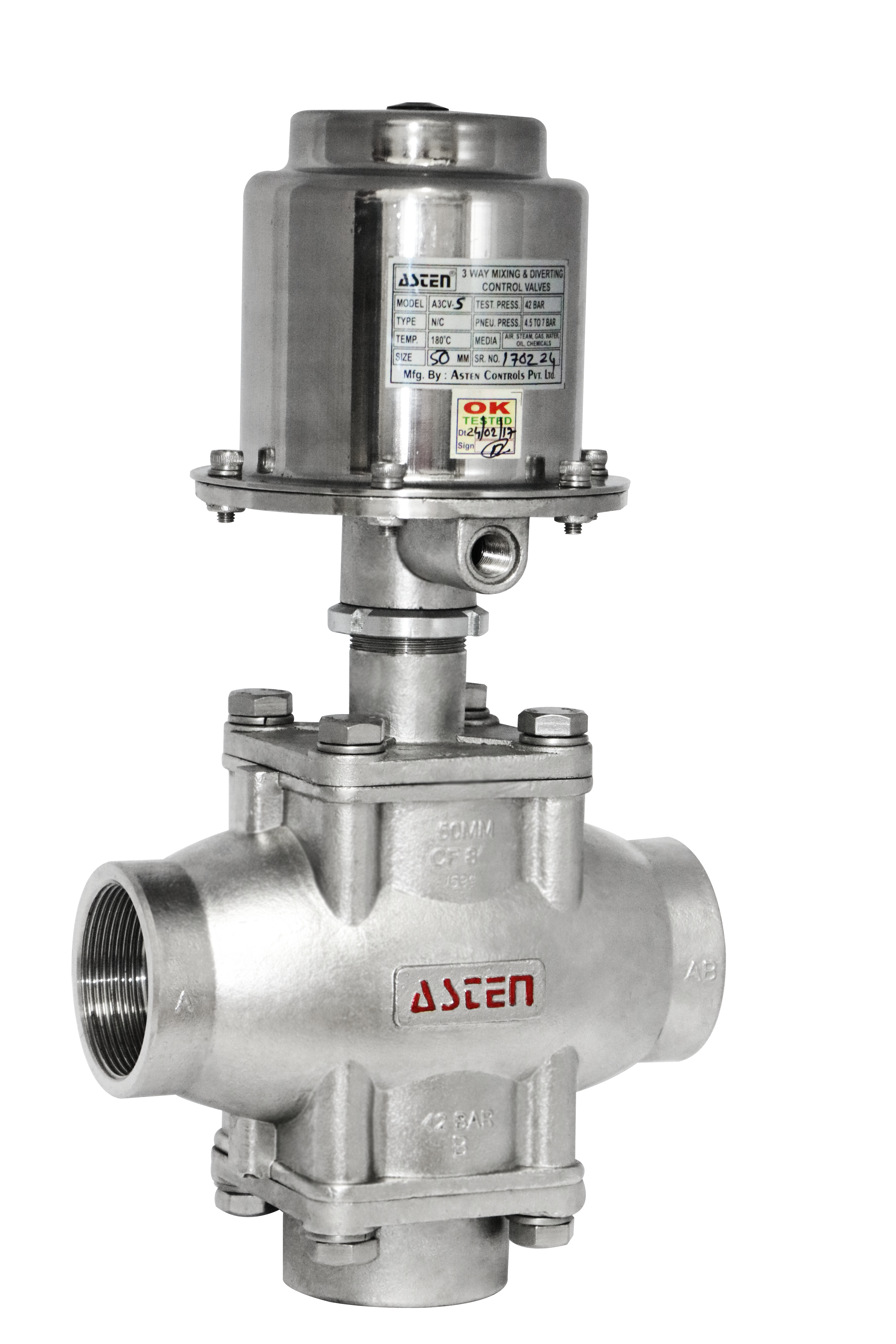 Angle Control Valve - Cf8 Body, Ptfe Seat | Stainless Steel, Up To 42 Bar Pressure, Perfect For Industrial Use