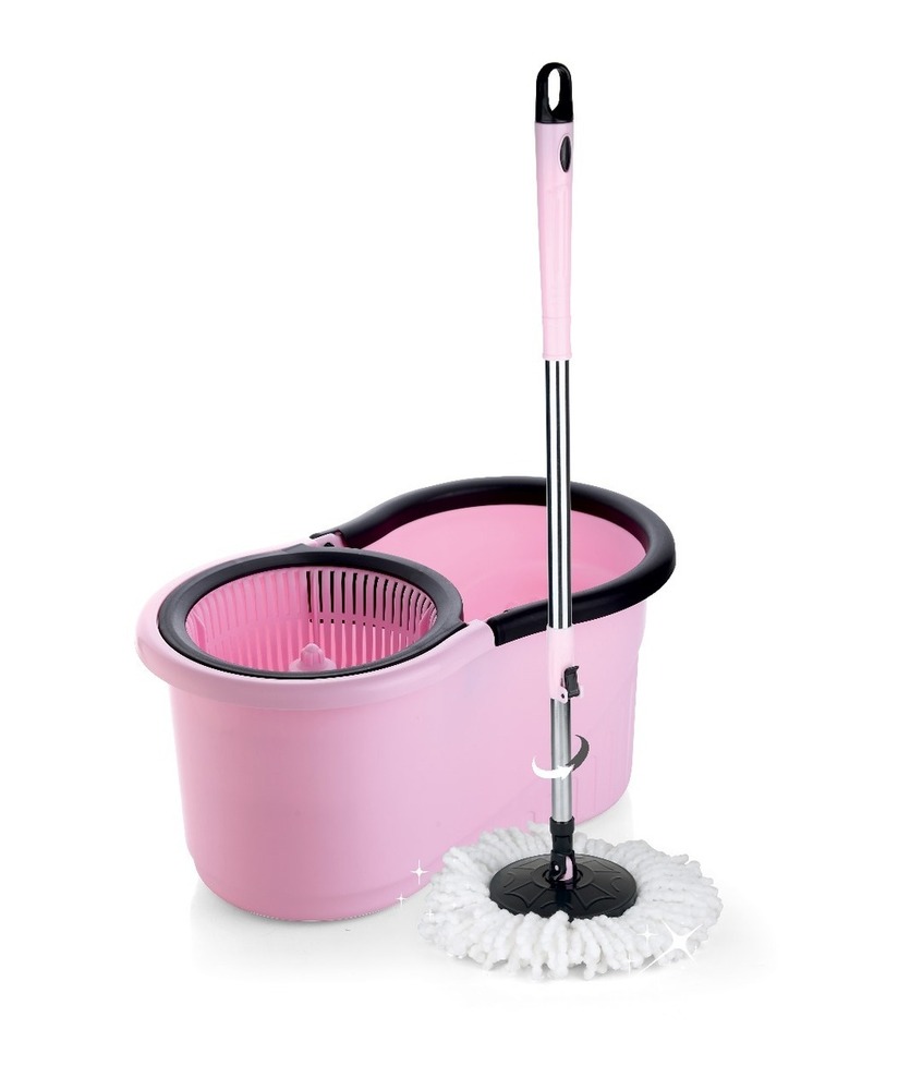 Turbo Bucket Mop - Unbreakable Plastic, Adjustable Handle, Multi-color | 360-degree Swivel Head, Easy-to-use Integrated Wringer, Microfiber Mop Head