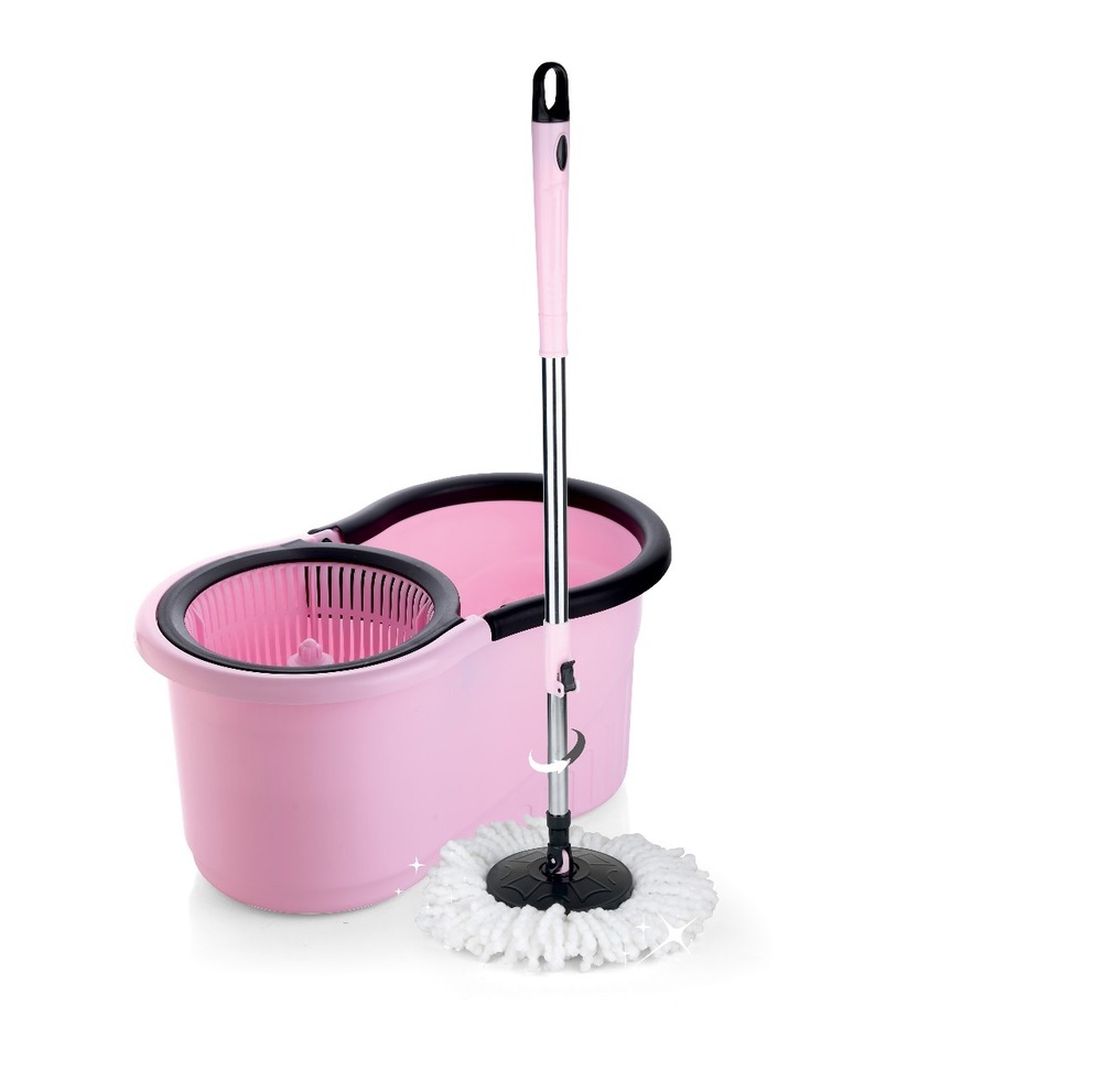 Turbo Bucket Mop - Unbreakable Plastic, Adjustable Handle, Multi-color | 360-degree Swivel Head, Easy-to-use Integrated Wringer, Microfiber Mop Head