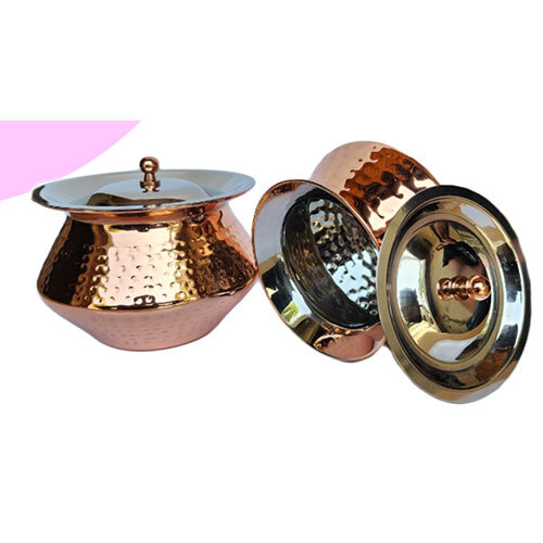 Dahi Handi Steel Copper (Hammered) - Color: Golden