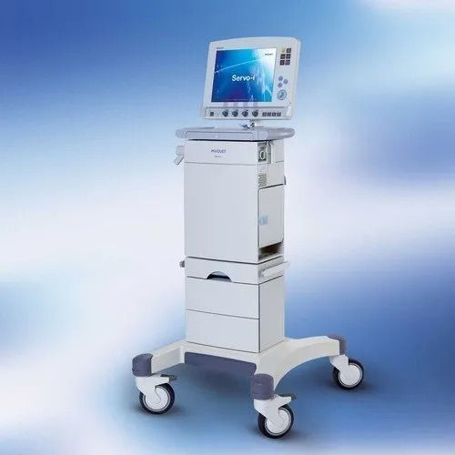 Maquet Servo-I Ventilator - Refurbished ICU Unit, 220-240V Power, 131.5x56x64 cm Dimensions, White Color, Non-Invasive & Invasive Ventilation with Adult and Infant Leakage Compensation, Version 7