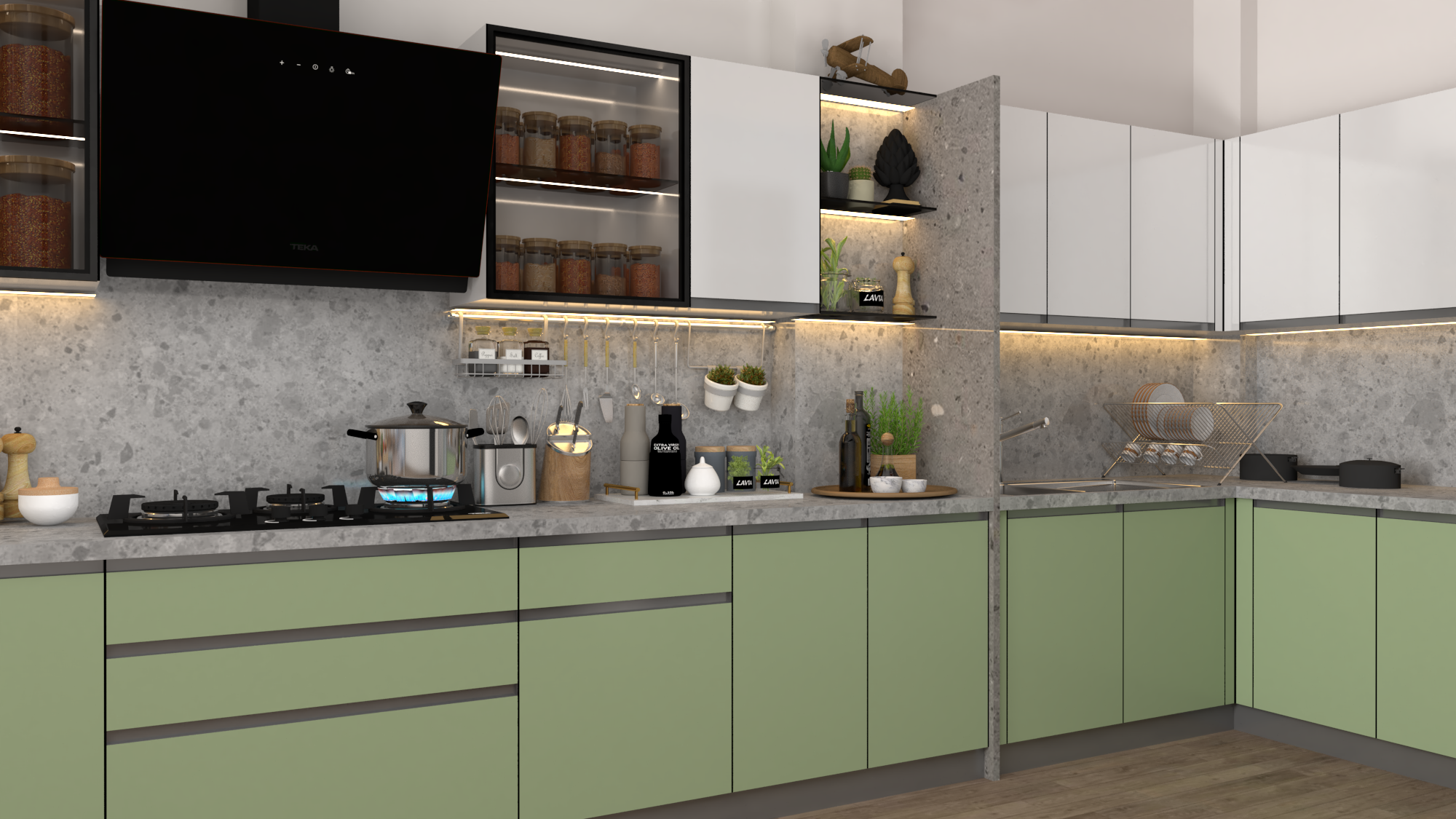 Luxury Modular Kitchen - Brand Name: Jindal Steel