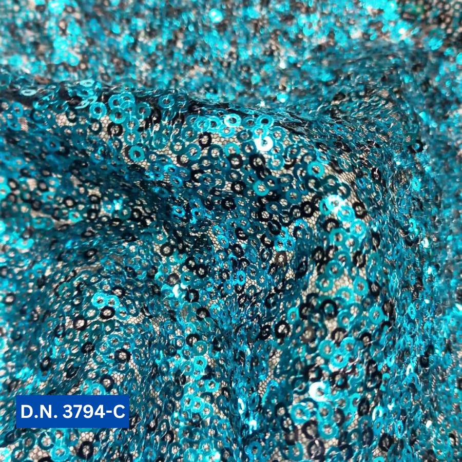 Luxurious Light Blue Sequins Fabric - Attributes: Comfortable & Soft