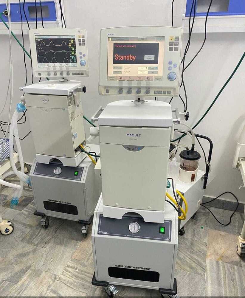 Maquet Servo-i Ventilator - Refurbished Icu Unit, 220-240v Power, 131.5x56x64 Cm Dimensions, White Color, Non-invasive & Invasive Ventilation With Adult And Infant Leakage Compensation, Version 7
