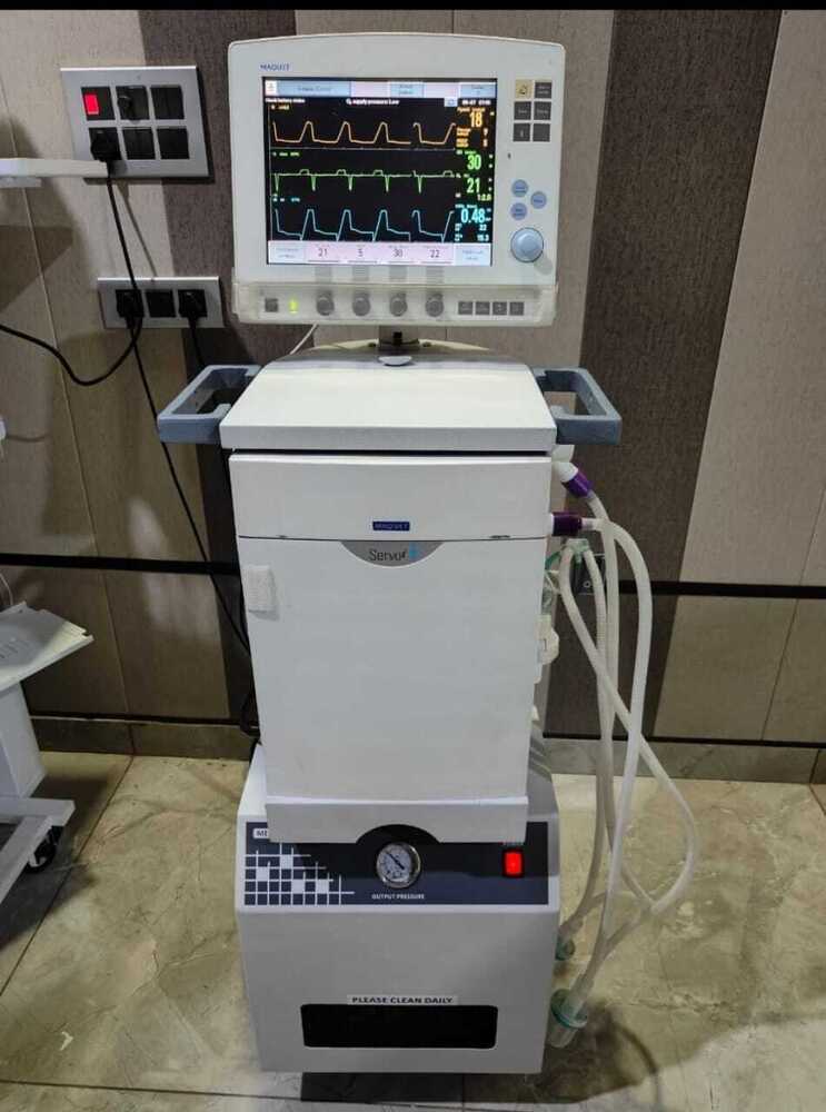 Maquet Servo-i Ventilator - Refurbished Icu Unit, 220-240v Power, 131.5x56x64 Cm Dimensions, White Color, Non-invasive & Invasive Ventilation With Adult And Infant Leakage Compensation, Version 7