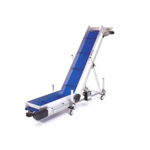 Inclined Belt Conveyor - Color: Blue & White