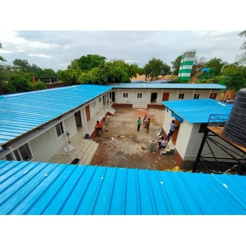 25 Feet Industrial Profile Sheet Shed - Steel Material, Spacious Interior, Blue Steel Roof, Ideal for Warehouse and Workshop Use