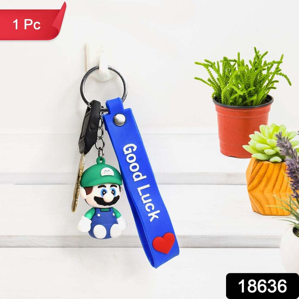 Cute Cartoon Silicone 3D Key Chain with Metal Hook & Straps