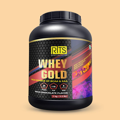 1kg वे प्रोटीन गोल्ड रिच पाउडर BCAA और EAA का स्रोत समृद्ध चॉकलेट स्वाद