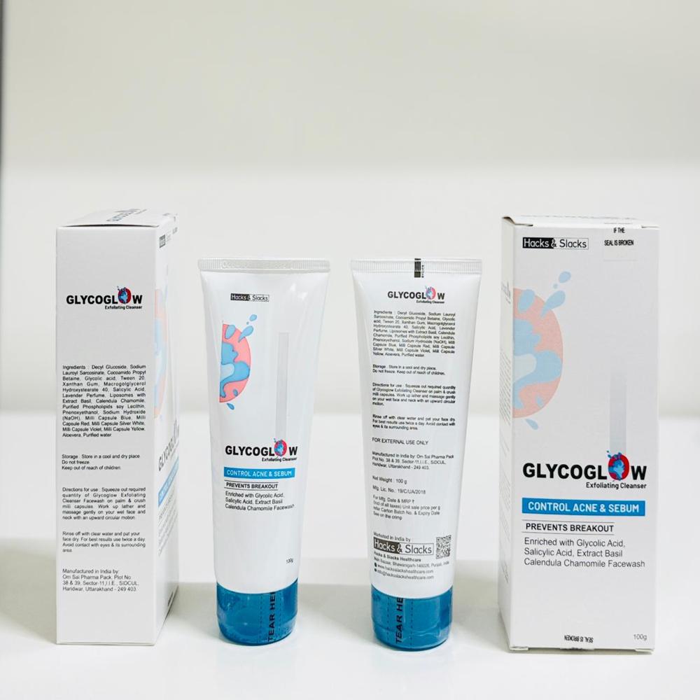 Glycolic Acid Facewash - 100 GM Gel with Salicylic Acid, Vitamin E Acetate | Smooth Texture, Smudge Proof, For Normal Skin