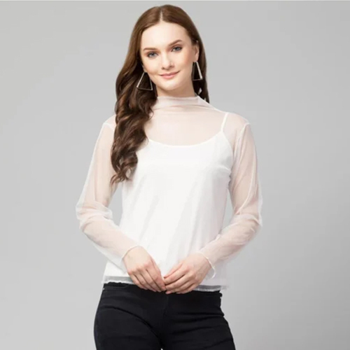 Women Casual Raglan Sleeves Solid White Top