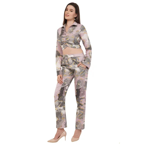 Bo121 Grey Women Top And Bottom Co-Ord Set - Color: Multicolor