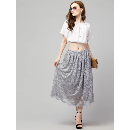 Bo14 Grey Ladies Skirt - Pattern: Printed