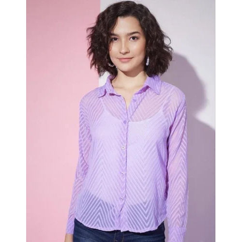 BO49 Ladies Chevron Print Casual Shirt