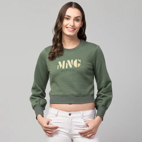 Bo27 Dark Green Womens Sweatshirt - Feature: Washable