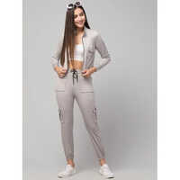 Ts Grey Ladies Track Suit - Modern Dress Type, Full Sleeves, Grey Color | Washable, All Seasons Versatility, Stylish Elegance