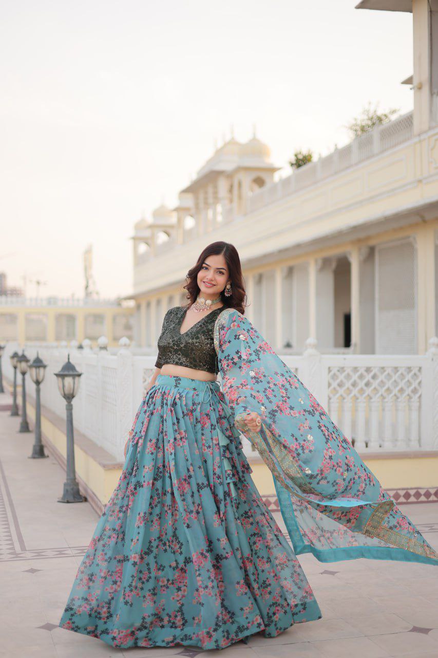 Designer Silk Lehenga Choli With Rich Digital Printed, Designer Wedding function wear Lehenga, Party Wear lehenga choli.