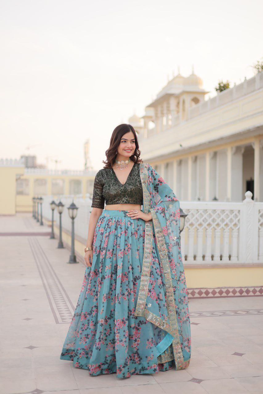 Designer Silk Lehenga Choli With Rich Digital Printed, Designer Wedding function wear Lehenga, Party Wear lehenga choli.