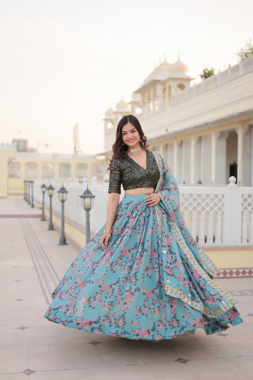 Designer Silk Lehenga Choli With Rich Digital Printed, Designer Wedding function wear Lehenga, Party Wear lehenga choli.