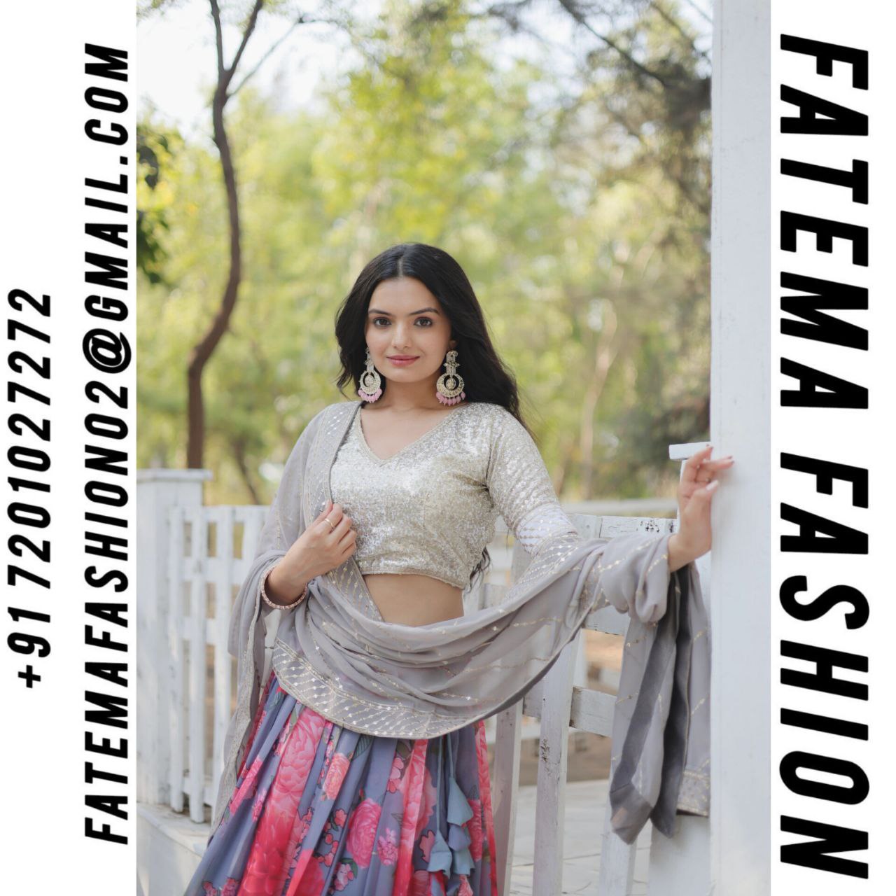 Latest Designer Faux Georgette Zari Sequence Embroidery Work Lehenga Choli By Fatema Fashion