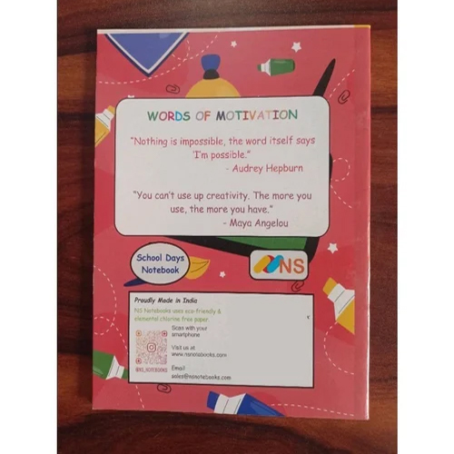 NS 36 Pages Hindi Single Line School Notebook - Paper, 18x24cm , Soft Cover with Stapler Binding, Square Shape for Easy Organization