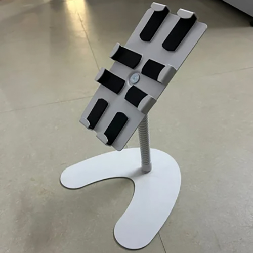 Desktop Adjustable Tablet Stand - Metallic Structure, Adjustable Size For All Tablets, Sleek Silver Color, Warranty Included