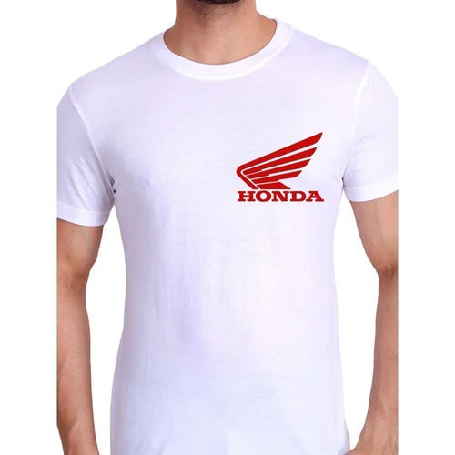 Men White Cotton Printed Promotional T Shirt - Usage: For Gift