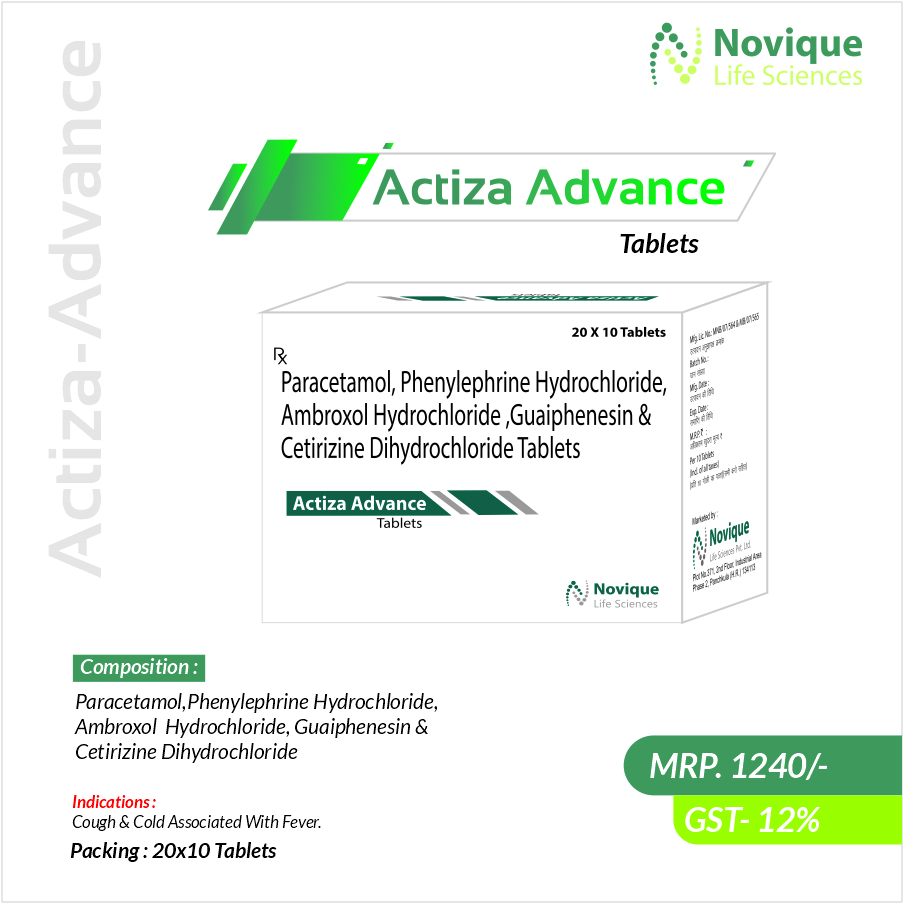 Paracetamol 325 Mg + Phenylephrine 5 Mg + Ambroxol 15 Mg + Guaiphenesin 50 Mg + Cetirizine 5 Mg Tablet