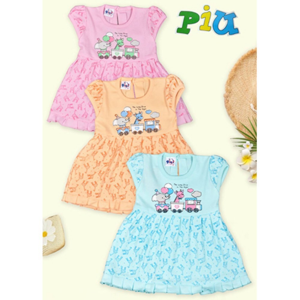 6297 Baby Girls Frocks - Cotton Material, Various Sizes | Short Sleeves, Modern Style, Attractive Printed Pattern, Washable