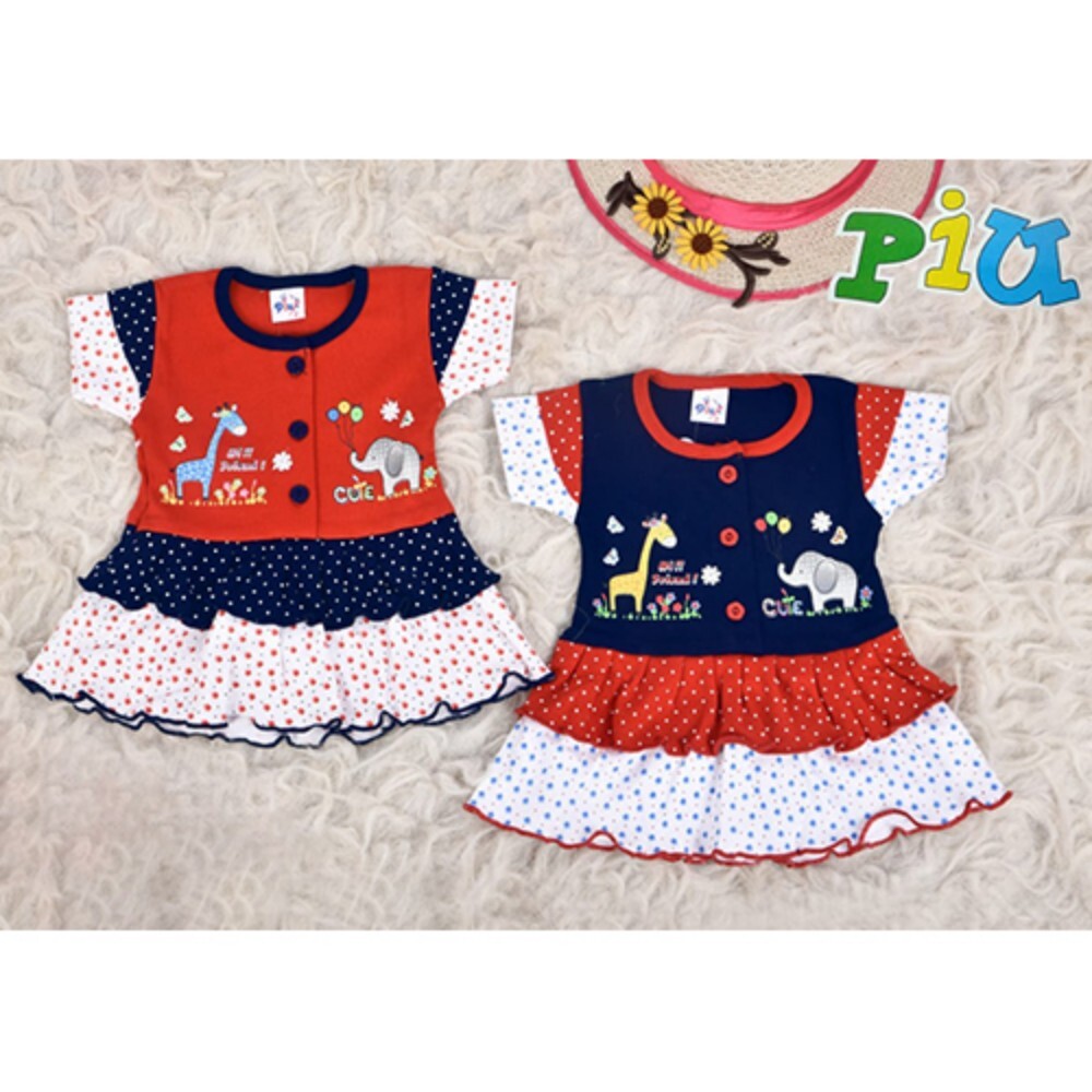 7846 Baby Girls Frocks - Cotton Material, Short Sleeves, Modern Style , Printed Pattern for Summer Wear