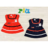 6224 Baby Girls Sport Look Frocks - High-quality Cotton, Sleepless Design, Modern Printed Patterns | Washable, Summer Wear, Fun And Colorful