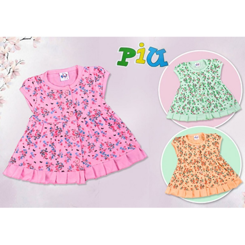 6293 Baby Girls Printed Front Open Frocks - Cotton, Sleeveless, Summer Wear | Washable, Comfortable, Adorable Party and Casual Prints