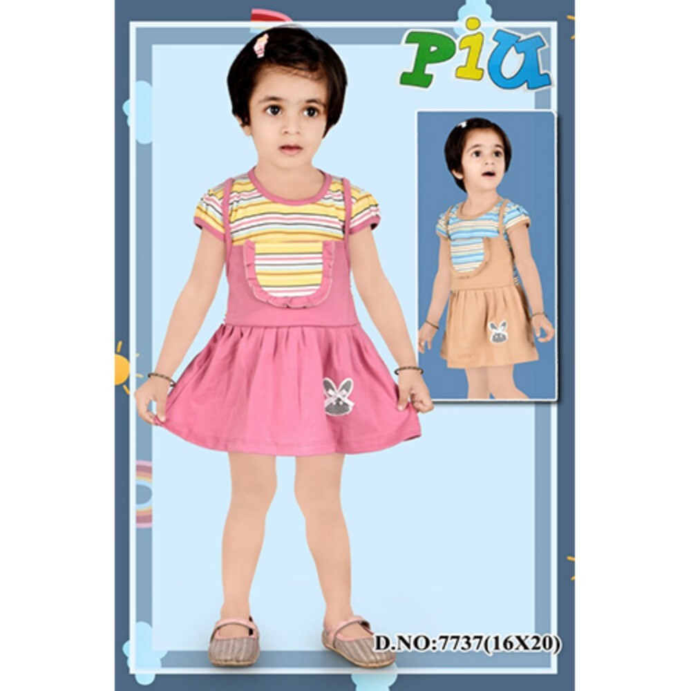7737 Baby Girls Frocks - Cotton, 3 to 24 Months | Modern Short Sleeves, Vibrant Printed Patterns, Washable, Summer Comfort