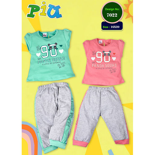 7022 Baby Girls Top And Three Quarter Pant Set - Feature: Washable