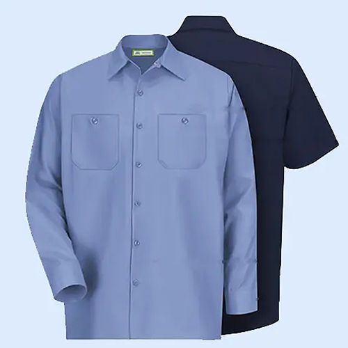 Blue Mens Corporate Uniform Shirt - Collar Type: V Neck