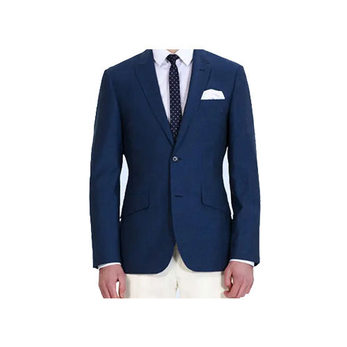 Mens Solid Blue Corporate Blazer - Fabric Type: Cotton