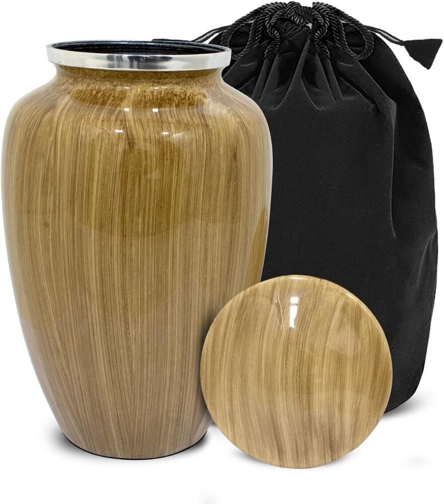 Wooden Finish Metal Adult Cremation Urn for Ashes