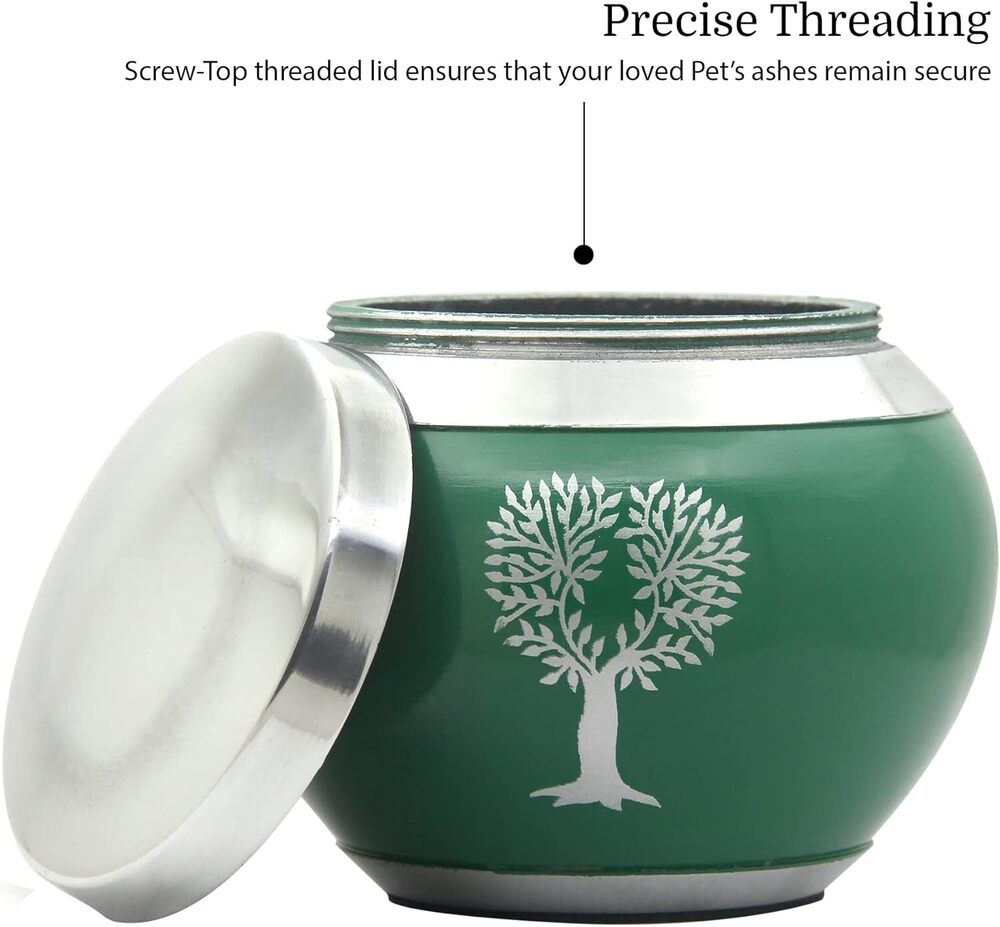 Odyssey Pet Cremation Urn , Life Of Tree Ashes Urn - Color: Silver & Green