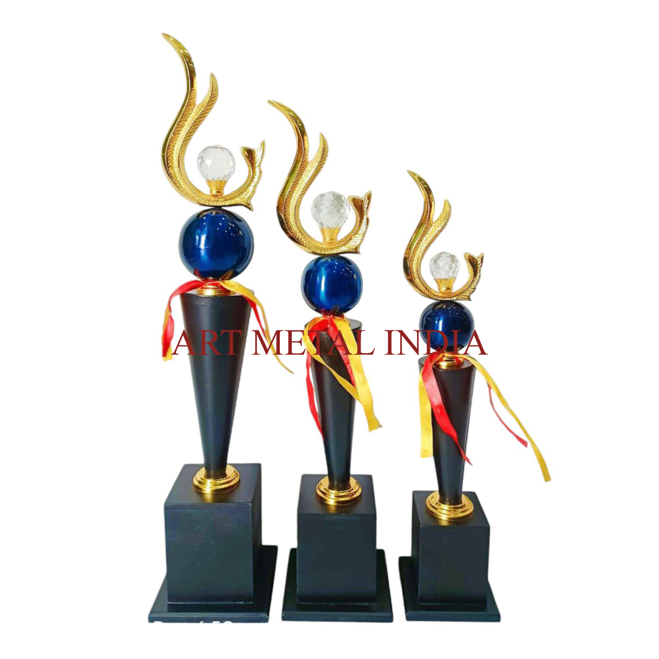 Metal Cricket Crystal Trophy #643 - Color: Various Colors