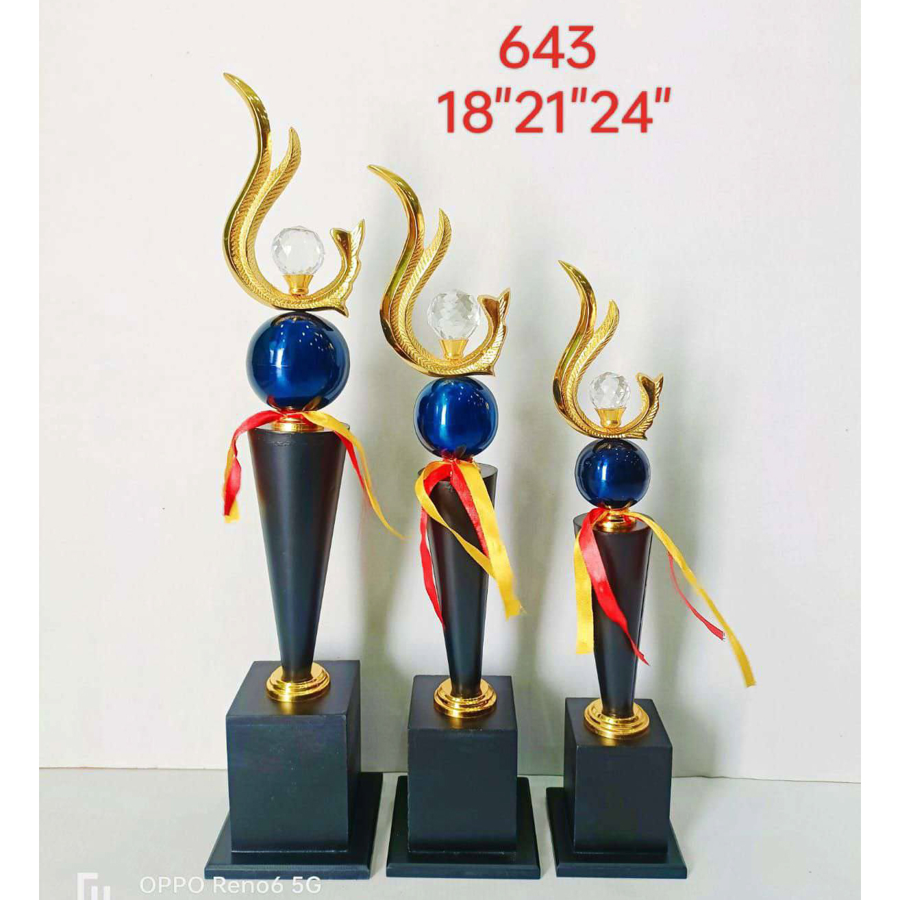 Metal Cricket Crystal Trophy #643 - Crystal Material 18"/21"/24" Sizes Customized Logo | Sports Trophy Award Business Gift Home Decoration