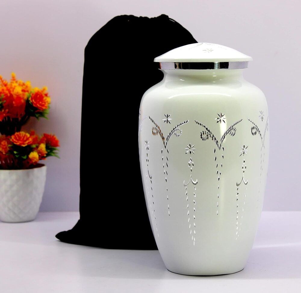 Diamond Engraved Metal Adult Cremation Urn for Human Ashes