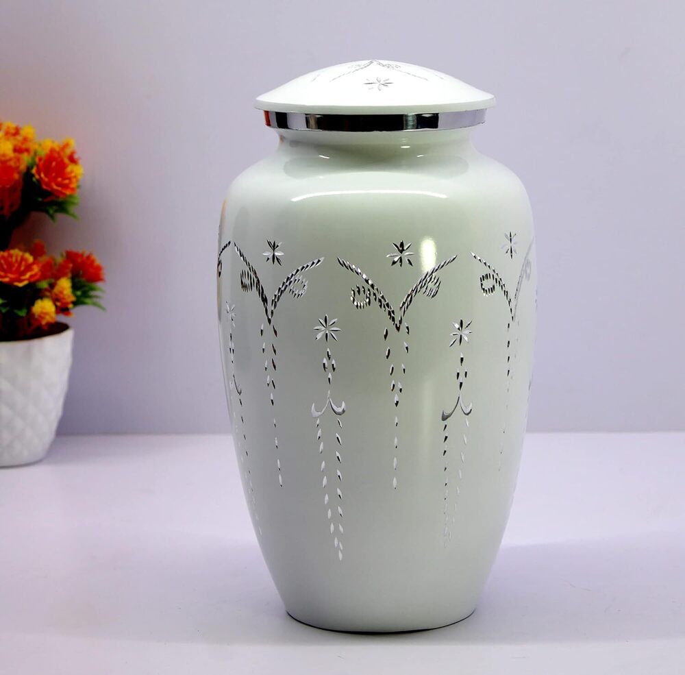 Diamond Engraved Metal Adult Cremation Urn for Human Ashes