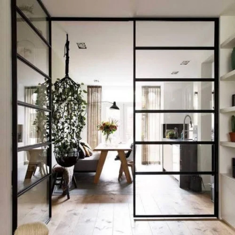 Synchro Slim Profile Glass Partition - Color: Black