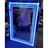 Rectangular Led Bathroom Mirror - Glass Material, Different Sizes Available, Transparent Color - Framed Design For Enhanced Elegance And Modern Look