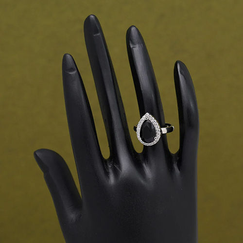 Black Color American Diamond Finger Ring - Color: Different Available