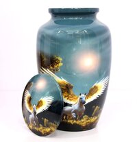 Flying Horse Print Cremation Urn for Adult Ashes - Metal Funeral Urns wholesale Supplies